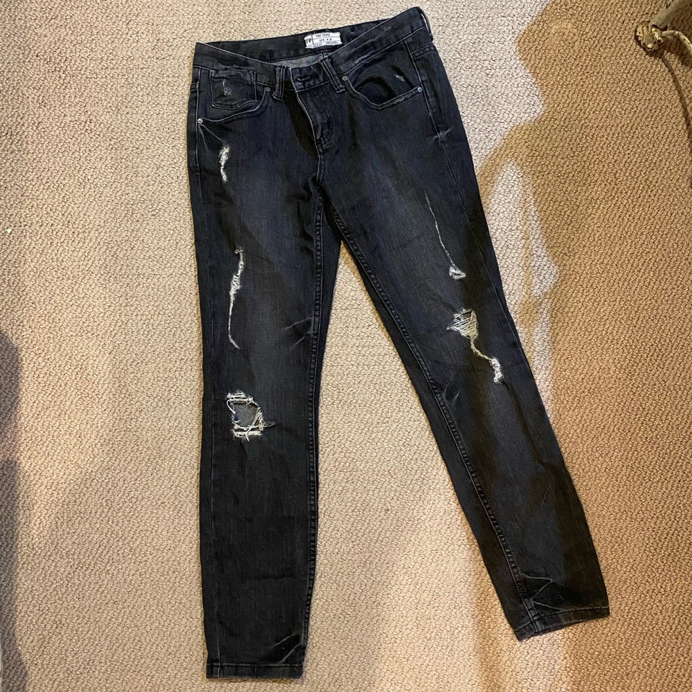 Free People ripped black jeans size 28